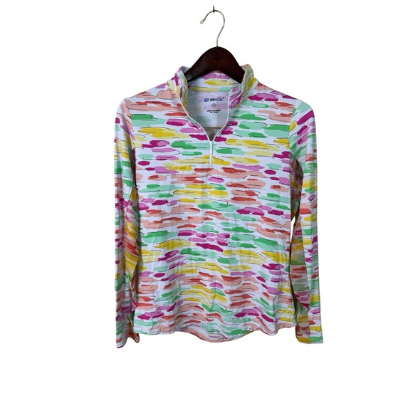 IBKUL Top Womens Medium 1/4 Zip Polo Golf Shirt White UPF 50 Vented - Picture 1 of 6